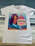 Mermaid Birthday Vibes White YM (Size 8-10)